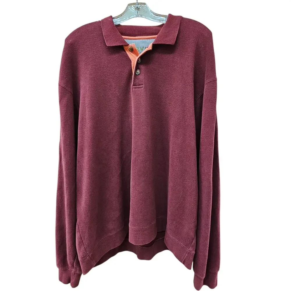 Orvis Men's Maroon Polo Pullover Sweater 100% Cotton Men's XL